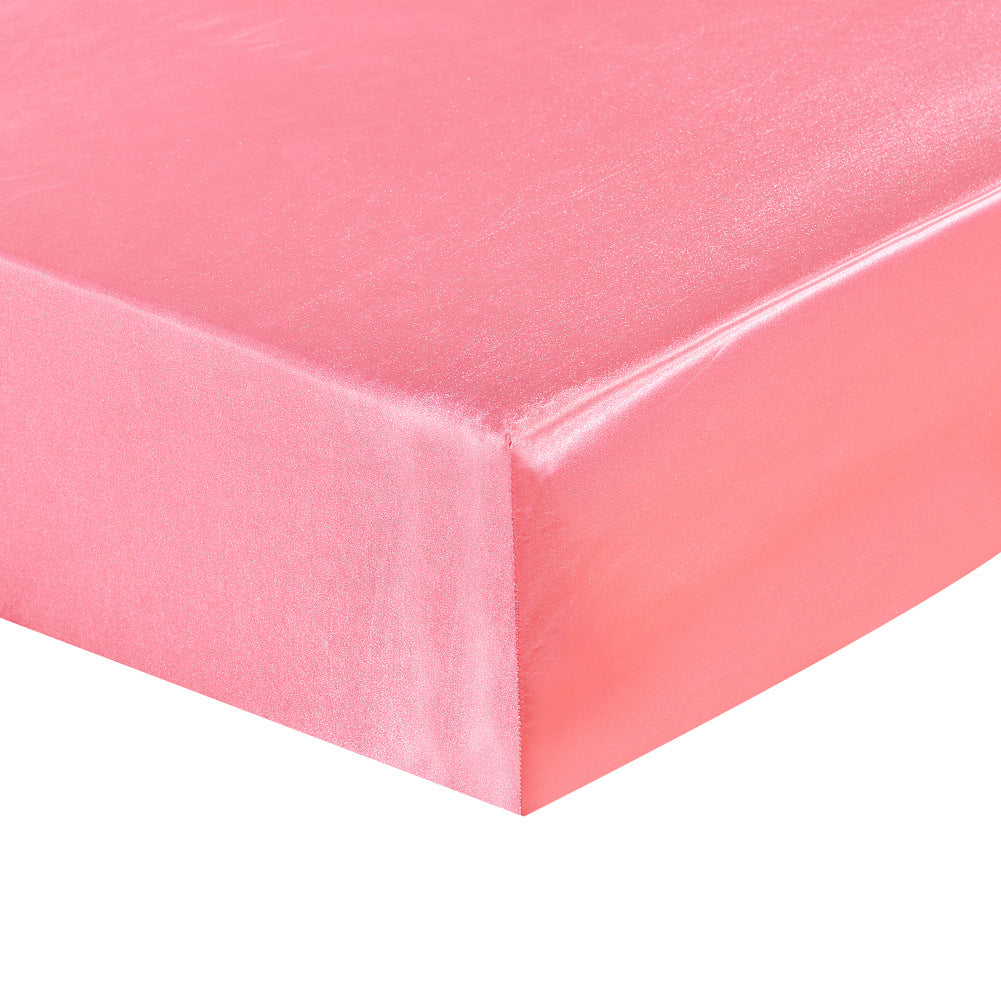 Solid Color Satin Imitation Silk Fitted Sheet - Calm Cloud Bedding